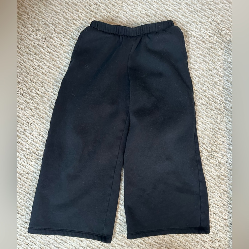 Girls Black Wide-Leg Sweats